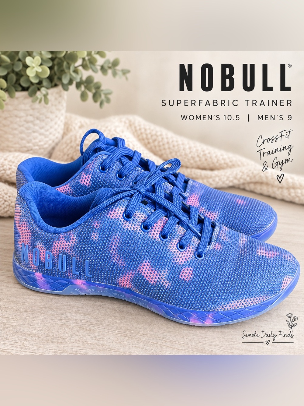 NOBULL SuperFabric Trainer Womens 10.5 Blue Pink Floral CrossFit Shoes NEW